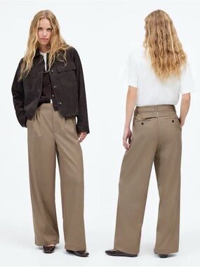 NWT Madewell The Harlow Wide-Leg Trouser in Brushed Twill, 14